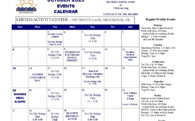 October 2019 Events Calendar