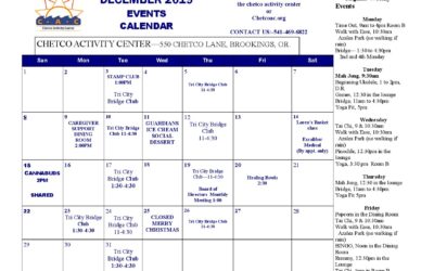 December 2019 Events Calendar