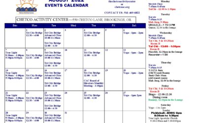 August 2022 Calendar of Events