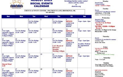 August Calendar of Events